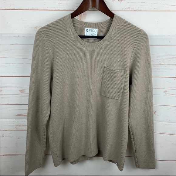 Figs | Khaki Tan Ribbed Pullover Sweater - Picture 1 of 3